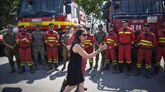 Margarita Robles visita la Brigada Galicia VII del Ejrcito de Tierra, que participa en la extincin de incendios