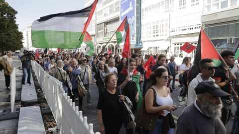 Manifestación de apoyo a Palestina en A Coruña.