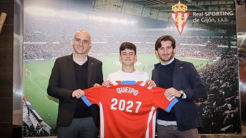 David Guerra, Dani Queipo y Gerardo García en la renovación del canterano