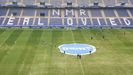 El csped del Carlos Tartiere, instantes antes del comienzo del Oviedo-Albacete