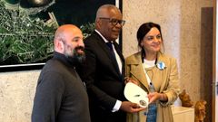 Pillado y L�pez, en la recepci�n a Santos
