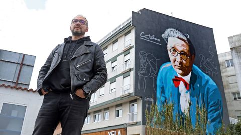 Fernando Y��ez, con un mural hecho en Ribeira