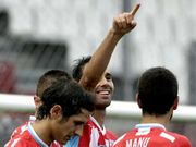 V�ctor D�az, celebrando su gol al Las Palmas.