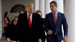 Trump con Guaido en la reuni�n que mantuvieron en la Casa Blanca el pasado 5 de febrero