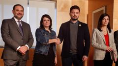 Jos� Luis �balos, Adriana Lastra, Gabriel Rufi�n y Marta Vilalta, este jueves, antes de su reuni�n en el Congreso