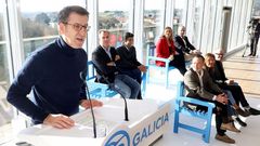 El presidente N��ez Feijoo durante una intervenci�n en Santiago 
