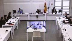 Sala de vistas del juicio del Alvia, en la Ciudad de la Cultura de Santiago