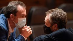 El diputado de IU, Ovidio Z�pico (d) junto al diputado de Podemos Ricardo Men�ndez Salm�n