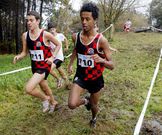 Tariku Novales durante la carrera de cadetes ayer en A Pobra.