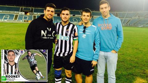 Gal�n, junto a sus amigos, cuando militaba en el Badajoz y era conocido como Rooney