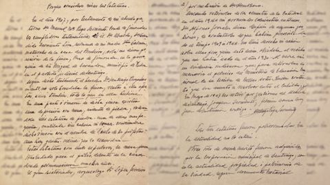Documento escrito por Santiago Puga Sarmiento, conde de Gimonde, en 1955. ARCHIVO FAMILIA PUGA CARRASCO