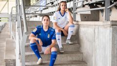 Las jugadoras del Real Oviedo Femenino, durante la presentaci�n de las equipacionesa