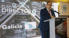 El comisionado para el desarrollo del Corredor Atlntico, Jos Antonio Sebastin, durante su intervencin en la reunin coloquio empresarial organizada por la Confederacin de Empresarios de Galicia.