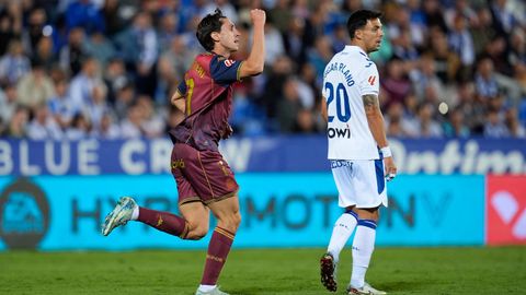 Samuele Mulattieri festeja su gol en Butarque