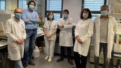 El equipo del Inibic: de izquierda a derecha est�n Pedro Marcos, Eduardo Barge, Marisa Crespo (la coordinadora), German Bou, Nieves Dom�nech y Javier Cid