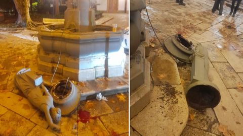 azcarraga.As qued la escultura tras caer al suelo en Azcrraga