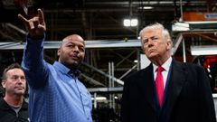 Trump, durante la visita a la fabrica de Ford, donde se produjo el incidente.