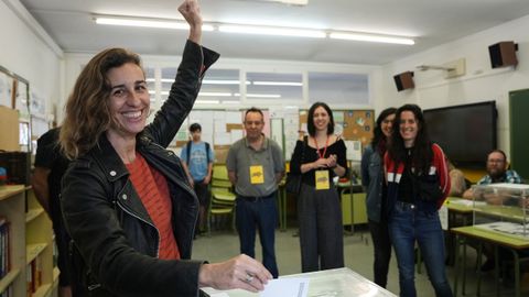 La candidata de la CUP a la presidencia de Catalua, Laia Estrada, vot en Reus