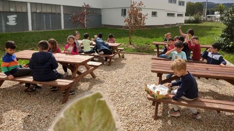 El aula al aire libre del colegio de Sarria se creó en un espacio que antes no tenía aprovechamiento