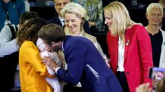 Macron, Von der Leyen y Metsola, durante la conferencia sobre el futuro de Europa en Estrasburgo