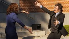 Isabel D�az Ayuso recibe a Javier Milei durante su visita a la Comunidad de Madrid.