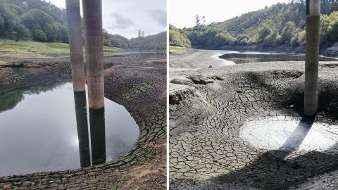 El embalse de Eiras ayer y la última semana de septiembre