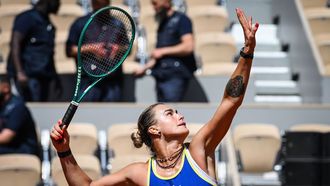 Aryna Sabalenka, este jueves durante una sesi�n de entrenamiento en Par�s de cara a su partido de primera ronda con la gallega J�ssica Bouzas Maneiro.