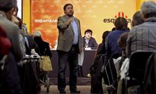 Oriol Junqueras, ayer durante su intervenci�n en el consejo nacional de ERC, en Barcelona.