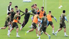 Futbolistas del Celta, en un entrenamiento en la Cidade Deportiva Afouteza.