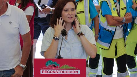 Isabel D�az Ayuso, durante una reciente rueda de prensa por los incendios.