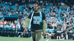 Ilaix Moriba, en Bala�dos, en la celebraci�n de la clasificaci�n del Celta para la Europa League el pasado mayo.