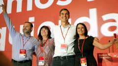 Jos� Luis �balos, Cristina Narbona, Pedro S�nchez y Adriana Lastra en el congreso federal del PSOE en el 2017.