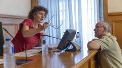 Goretti Sanmartn (BNG), en un pleno junto al concejal Xan Duro (Compostela Aberta)