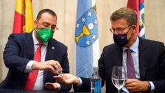 El presidente del Principado de Asturias, Adri�n Barb�n (i), y el presidente de la Xunta de Galicia, Alberto N��ez Feij�o en una imagen de archivo