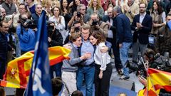 Alberto N��ez Feijoo junto a la presidenta madrile�a, Isabel D�az Ayuso, y el alcalde de la capital, Jos� Luis Mart�nez-Almeida