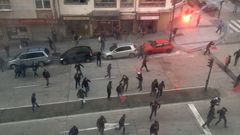 La Polic�a escolta a los hinchas del Sporting