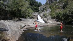 La cascada de Segade, en Caldas de Reis, en una imagen del verano del 2018