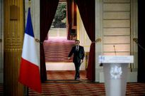 Fran�ois Hollande antes de la rueda de prensa de ayer en el El�seo.