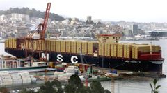 Portacontenedores de la naviera MSC en el muelle vigués de Guixar