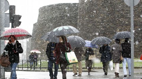 Nieve en la Muralla de Lugo.