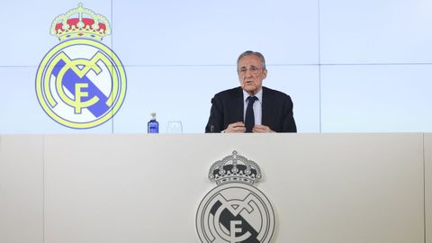 Florentino P�rez, durante la rueda de prensa donde anunci� las elecciones a la presidencia del Real Madrid