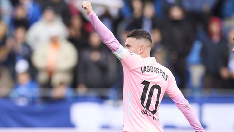 Iago Aspas, celebando el gol del triunfo del Celta ante el Alavs.