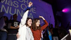La candidata de Podemos a las elecciones europeas, Irene Montero, y la lder del partido, Ione Belarra.
