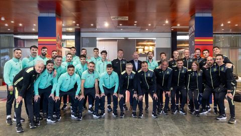 Rafael Louz&aacute;n en su visita a la selecci&oacute;n espa&ntilde;ola absoluta de f&uacute;tbol sala en Madrid antes del Europeo.