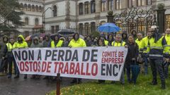 Trabajadores de Ence exigieron este martes en la sede de la Xunta una reunin con el presidente Rueda o la conselleira Lorenzana