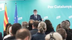Carles Puigdemont, durante la rueda de prensa en Perpiñán