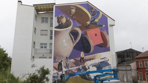 As� marcha el mural de Lonac, que terminar� previsiblemente este martes 
