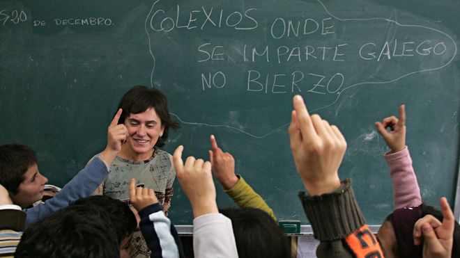 Unha aula de galego nun colexio do Bierzo, en Len, nunha imaxe de arquivo.