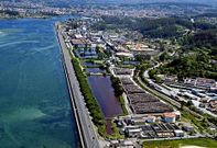 Vista a�rea de la planta de Ence en la r�a de Pontevedra, cuya concesi�n acaba en cuatro a�os. 