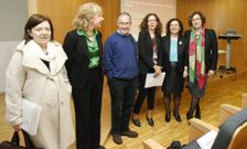 Pi�eiro y Blanco (derecha) con Sonia Mart�nez, Carracedo, Loza y S�nchez Pi��n, en el Cimus. 